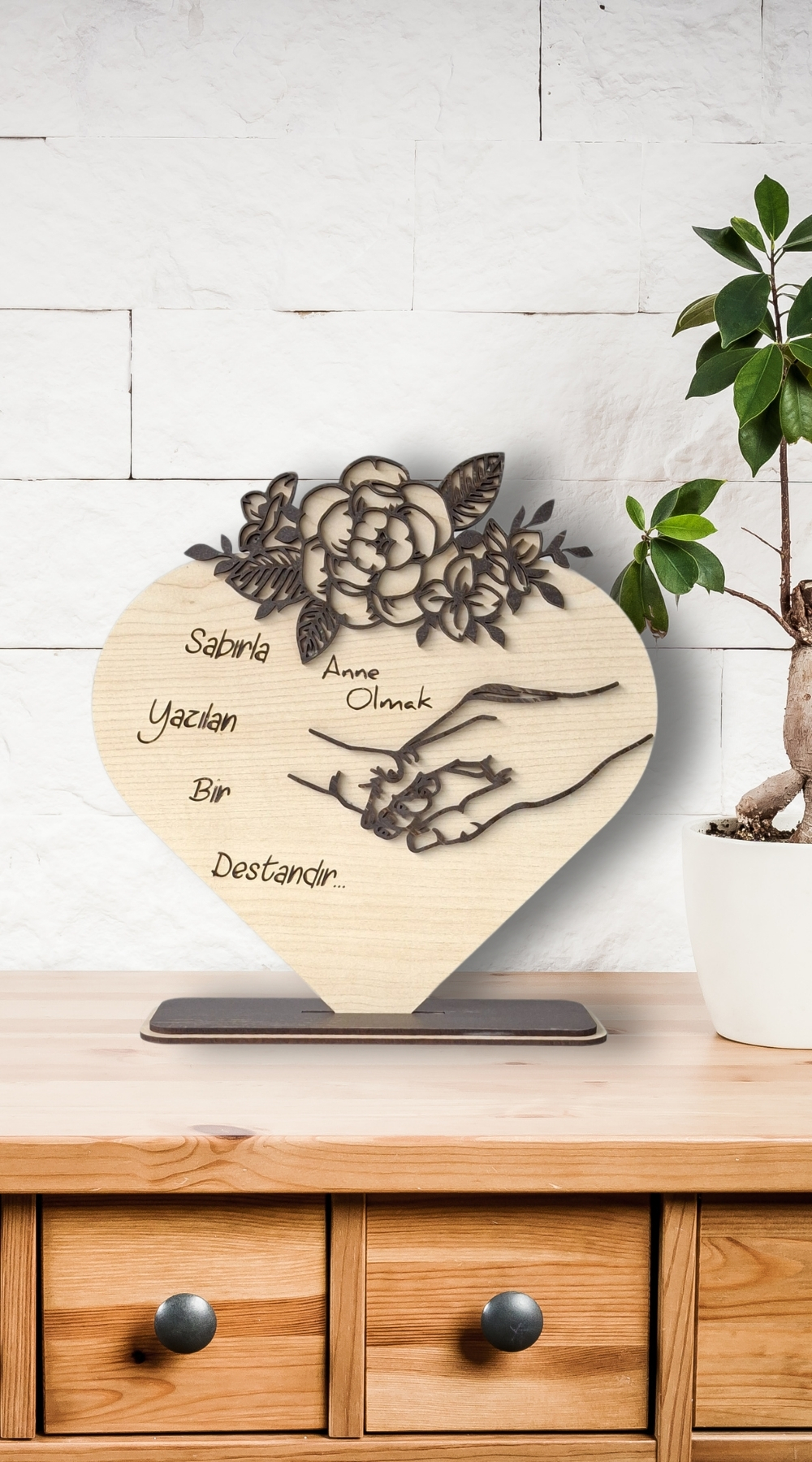 Annenin Kalbine Yolculuk - Lazer Kesim 3d Ahşap Dekoratif Ürün