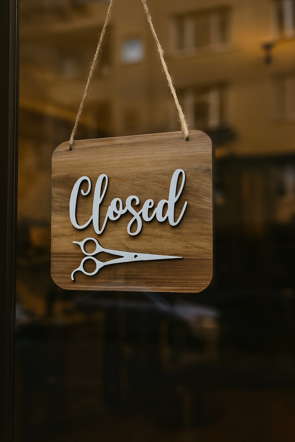 Ahşap Dekoratif Kesim Open-Closed Yazılı Tabela