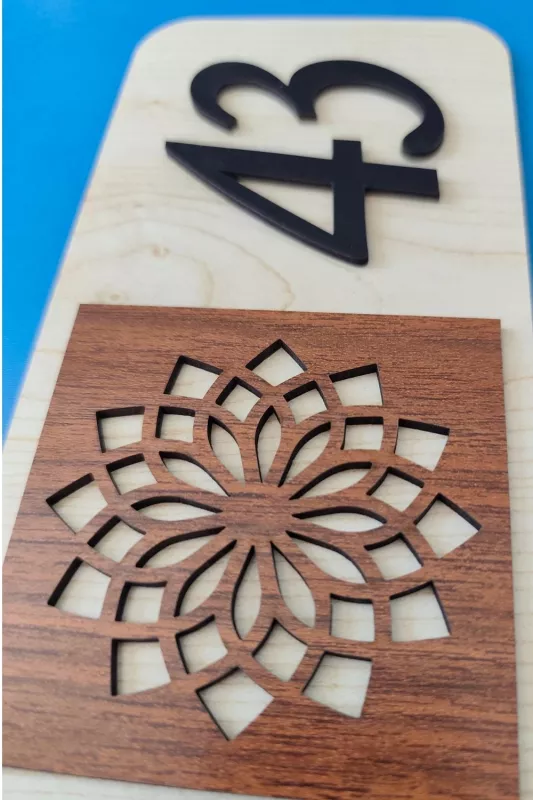 Kişiye Özel 12’li Modern Ahşap Kapı Numarası Seti | 3 mm MDF Lazer Kesim - Ceviz