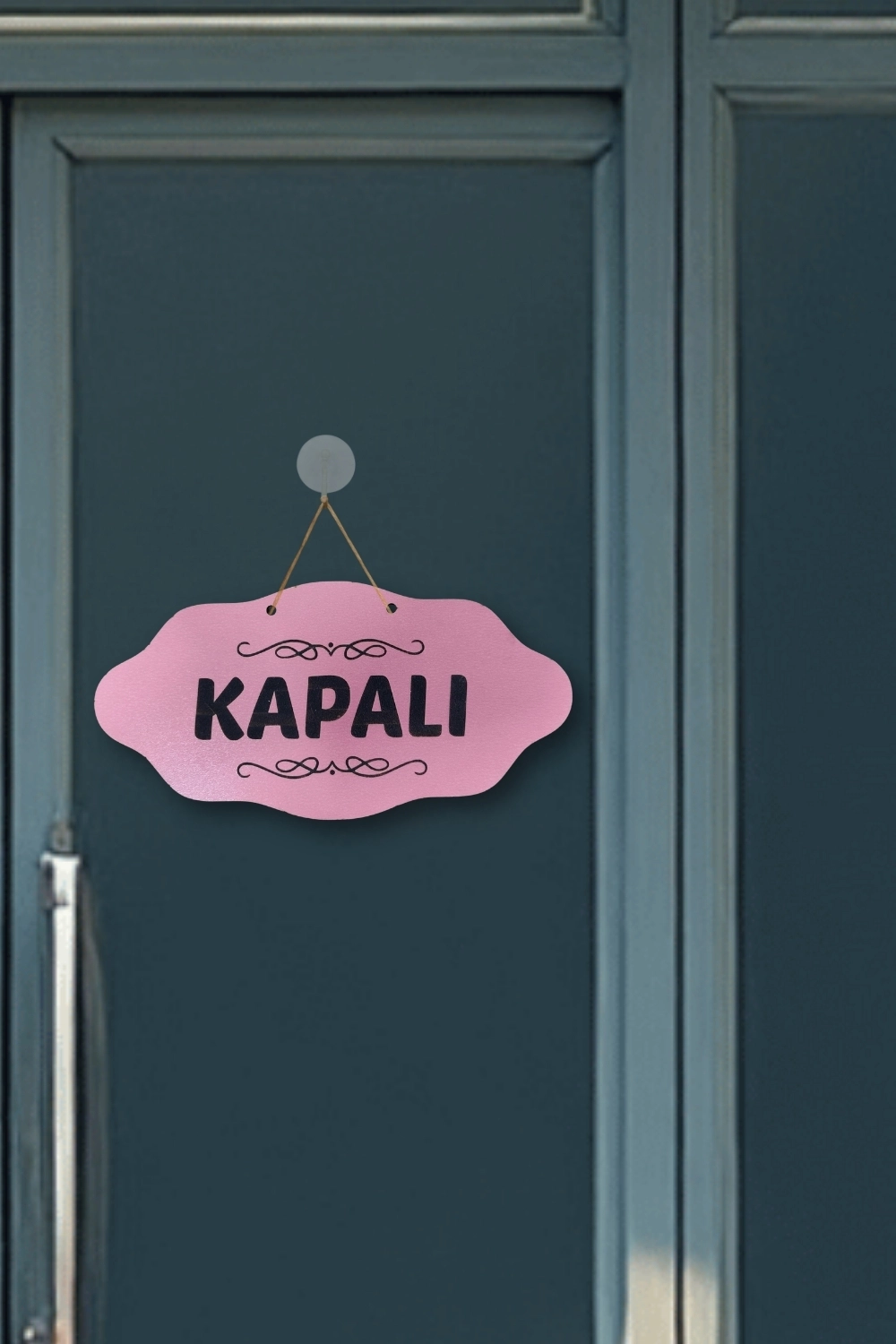 Dekoratif AÇIK-KAPALI Tabelası – Jüt İp ve Vantuz Hediyeli - Pembe