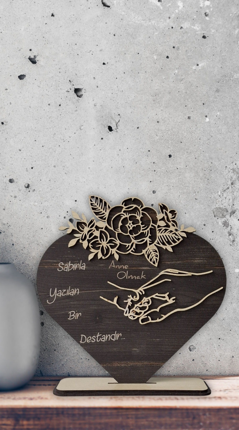 Annenin Kalbine Yolculuk - Lazer Kesim 3d Ahşap Dekoratif Ürün