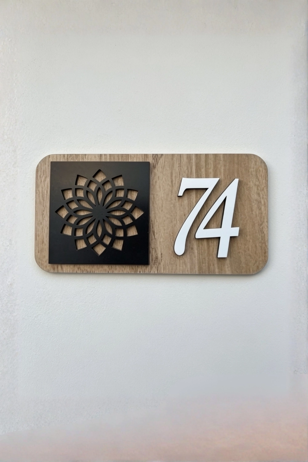 Kişiye Özel 12’li Modern Ahşap Kapı Numarası Seti | 3 mm MDF Lazer Kesim - Tesbih Ahşap