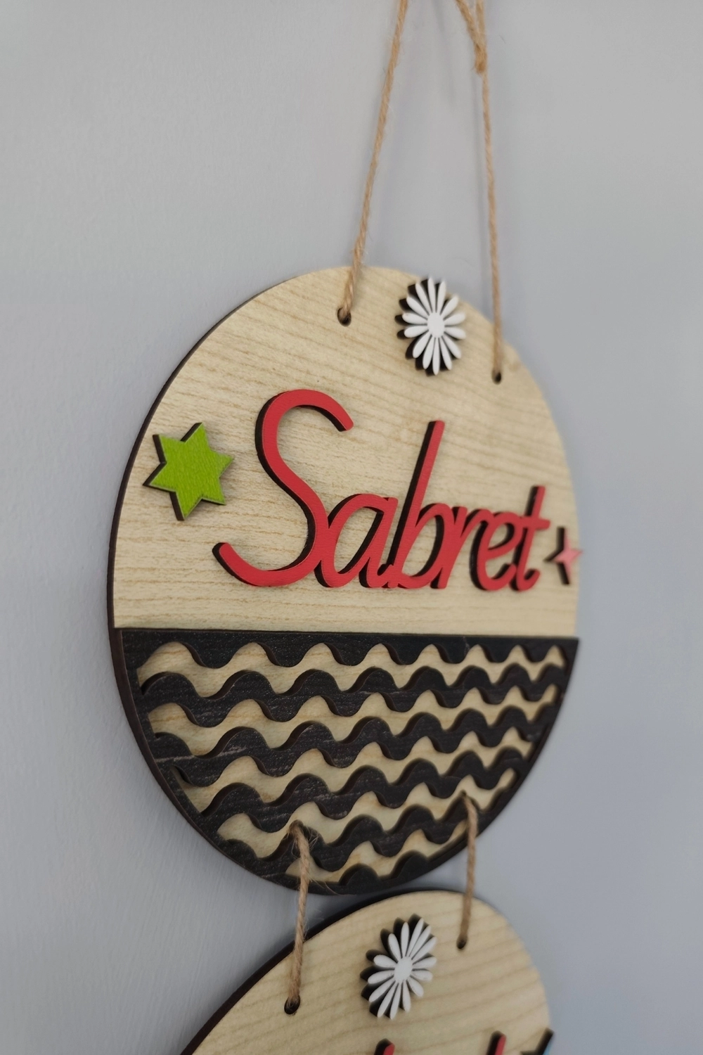 Sabret Şükret Dua Et 2D Mdf Lazer Kesim Akçaağaç-Rebap Kapı ve Duvar Süsü