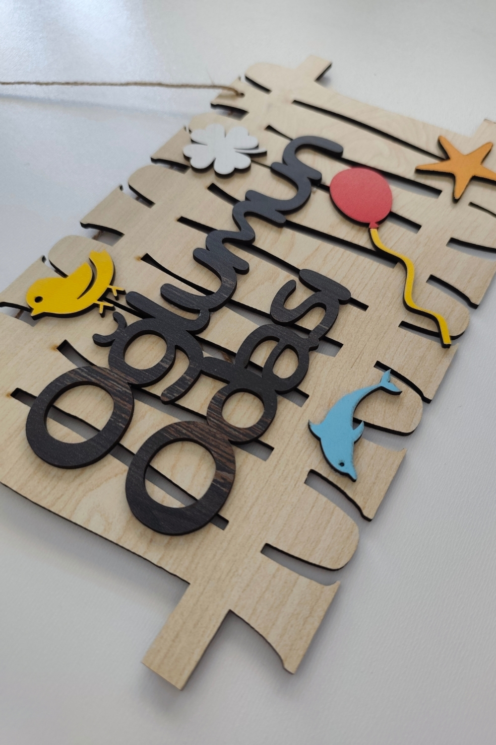 Oğlumun Odası Yazılı Bahçe Çit Figürlü Mdf Lazer Kesim Kapı ve Duvar Süsü - Akçaağaç Ahşap