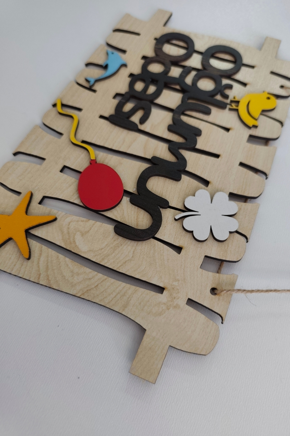 Oğlumun Odası Yazılı Bahçe Çit Figürlü Mdf Lazer Kesim Kapı ve Duvar Süsü - Akçaağaç Ahşap