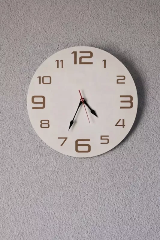 Dekoratif Ahşap Lazer Kesim Yuvarlak Mdf Duvar Saati