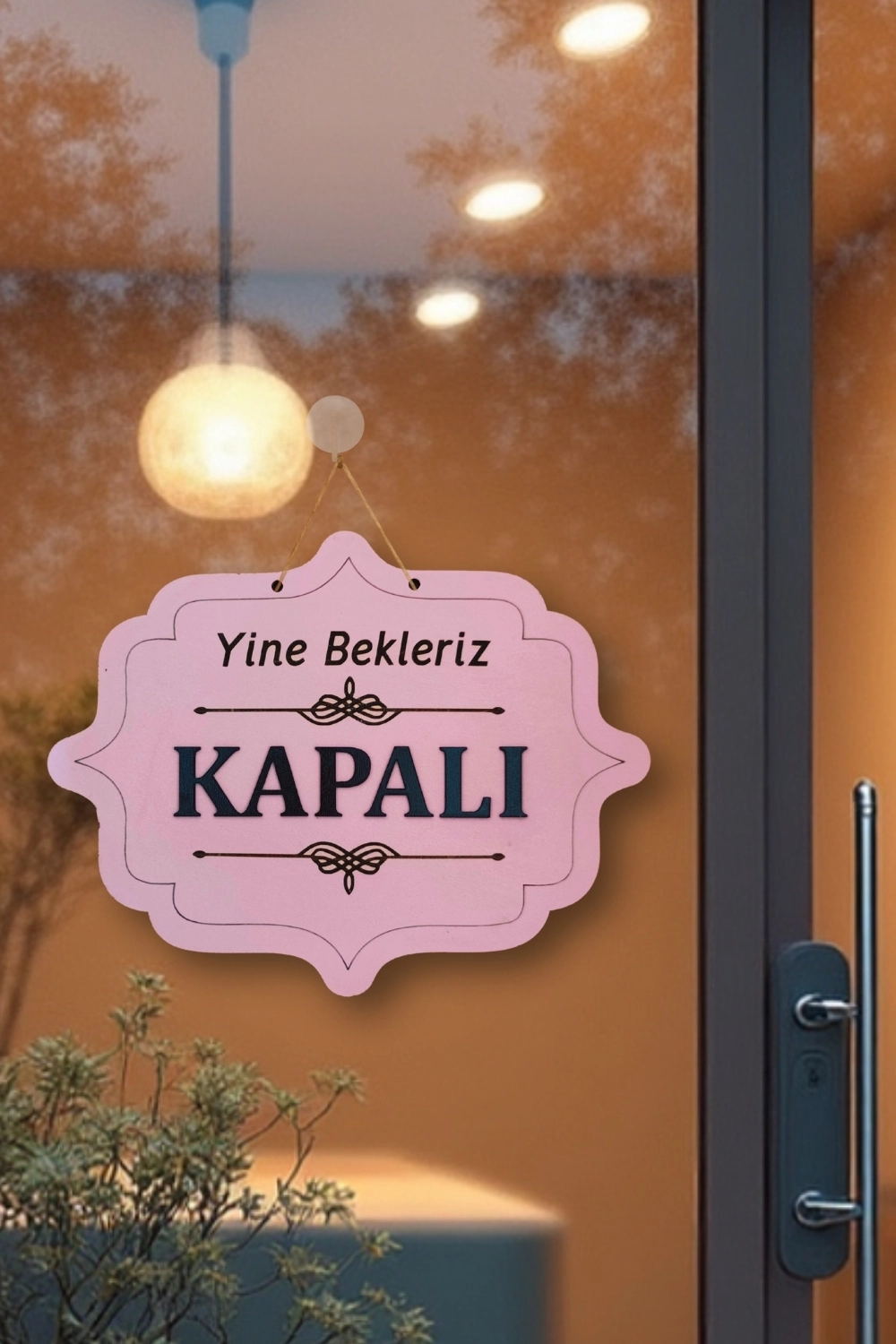 Ahşap Dekoratif Kesim Açık-Kapalı Yazısı - Pembe