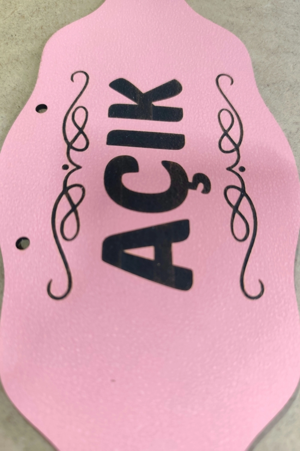 Dekoratif AÇIK-KAPALI Tabelası – Jüt İp ve Vantuz Hediyeli - Pembe