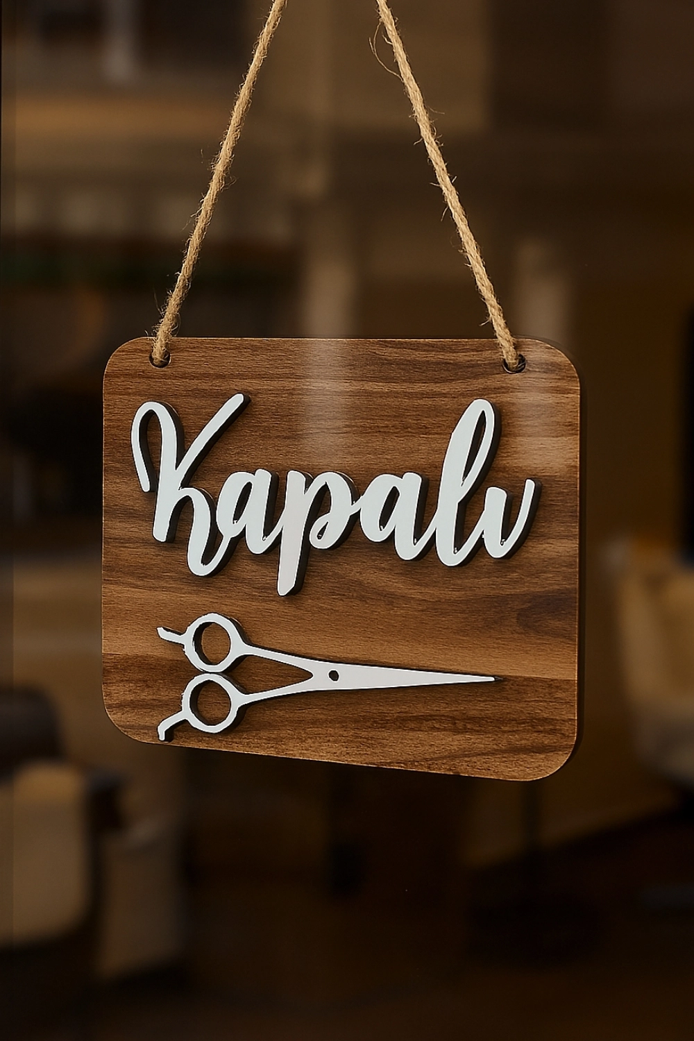 Ahşap Dekoratif Kesim Açık-Kapalı Yazılı Tabela