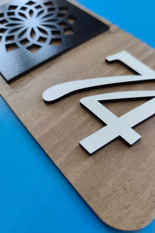 Kişiye Özel 12’li Modern Ahşap Kapı Numarası Seti | 3 mm MDF Lazer Kesim - Tesbih Ahşap