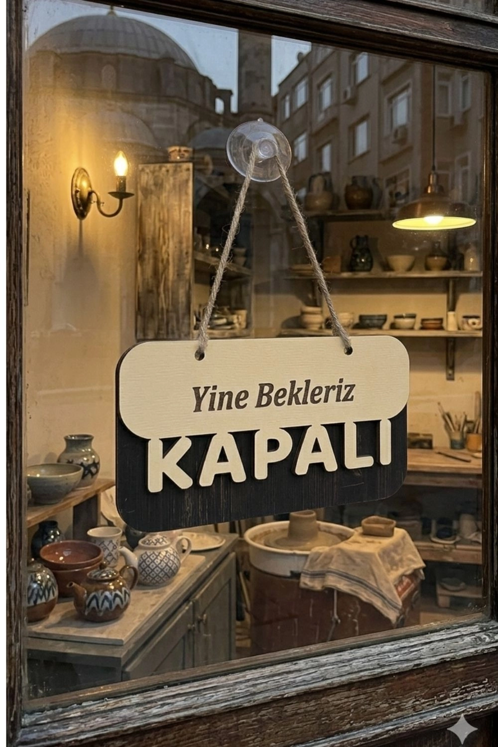 3 Katlı Modern Açık/Kapalı Tabelası - Beyaz/Rebap
