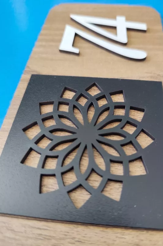 Kişiye Özel 12’li Modern Ahşap Kapı Numarası Seti | 3 mm MDF Lazer Kesim - Tesbih Ahşap