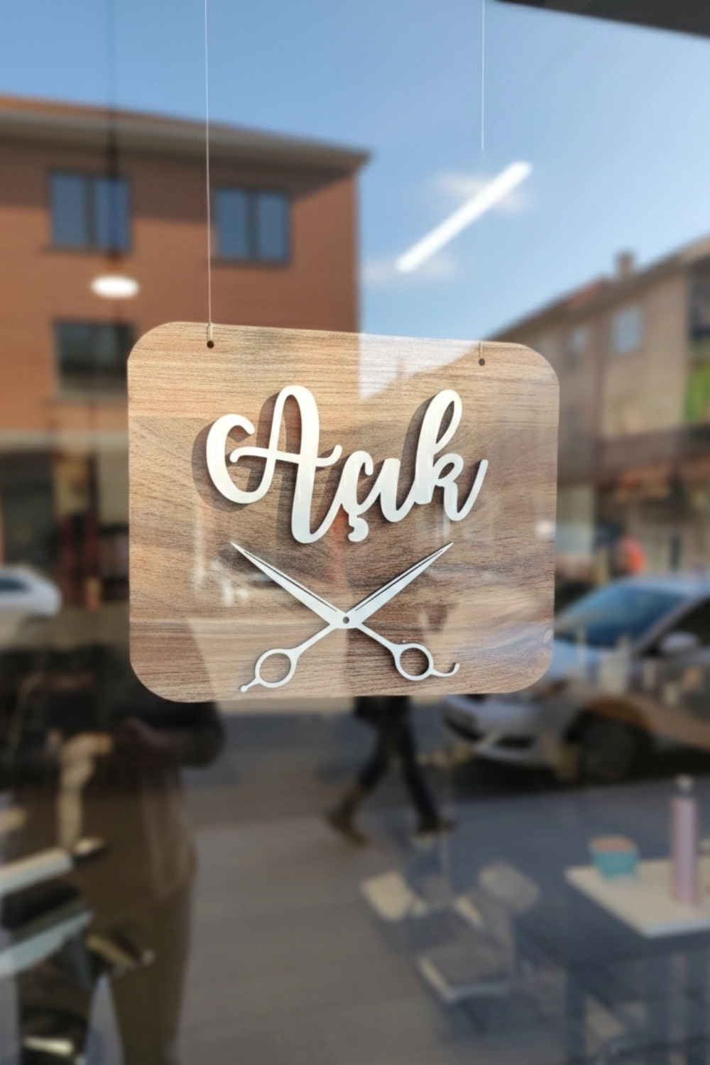 Ahşap Dekoratif Kesim Açık-Kapalı Yazılı Tabela