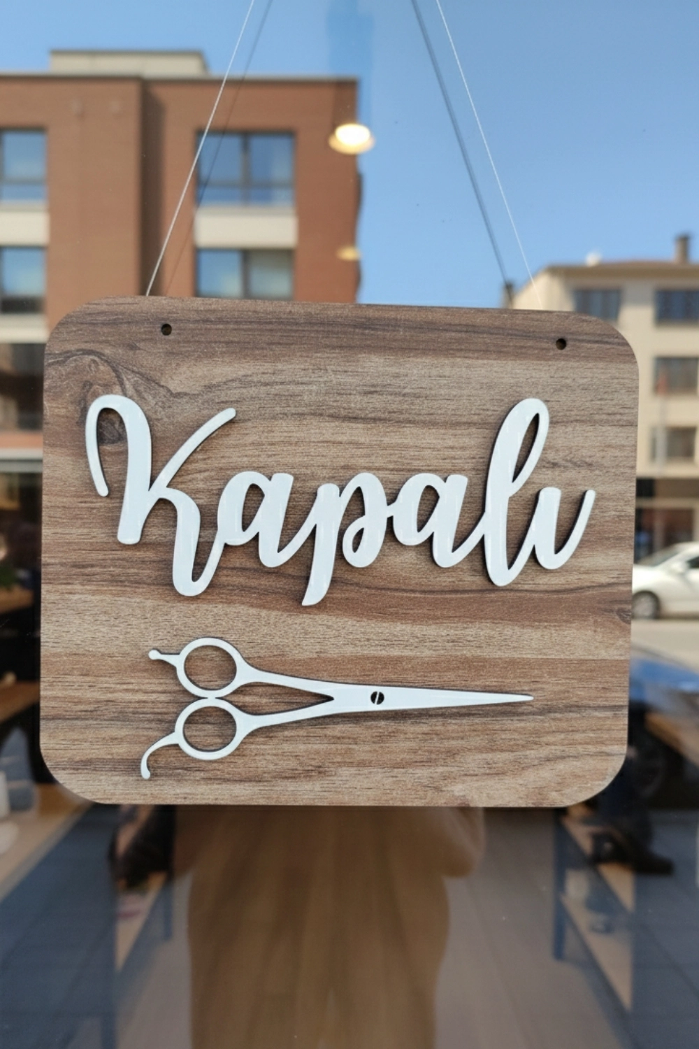 Ahşap Dekoratif Kesim Açık-Kapalı Yazılı Tabela