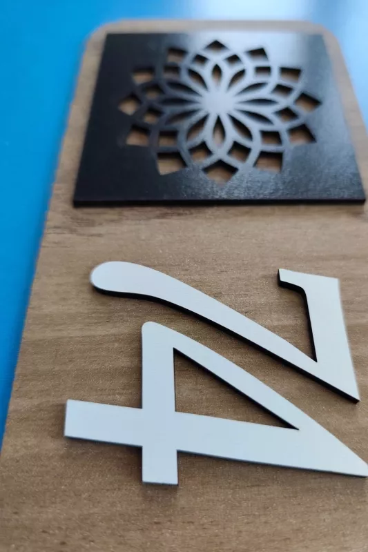 Kişiye Özel 12’li Modern Ahşap Kapı Numarası Seti | 3 mm MDF Lazer Kesim - Tesbih Ahşap