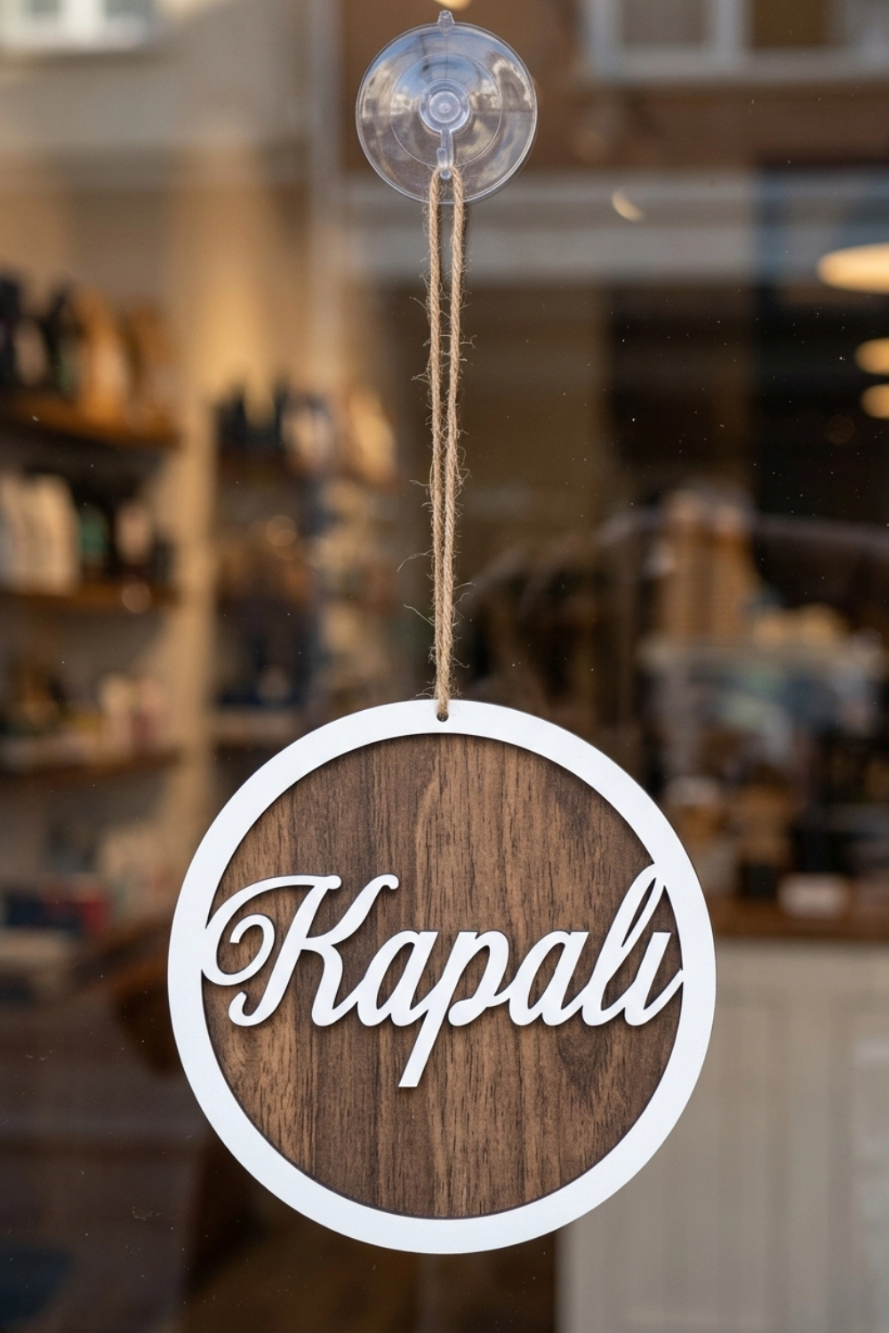 Üç Katlı El Yazılı Modern Açık/Kapalı Tabelası - Tesbih Ahşap