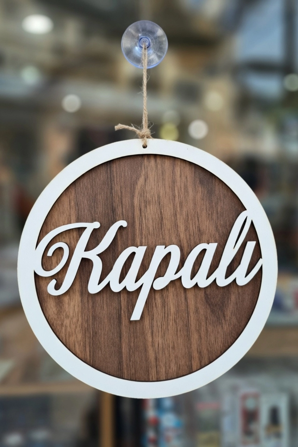 Üç Katlı El Yazılı Modern Açık/Kapalı Tabelası - Tesbih Ahşap
