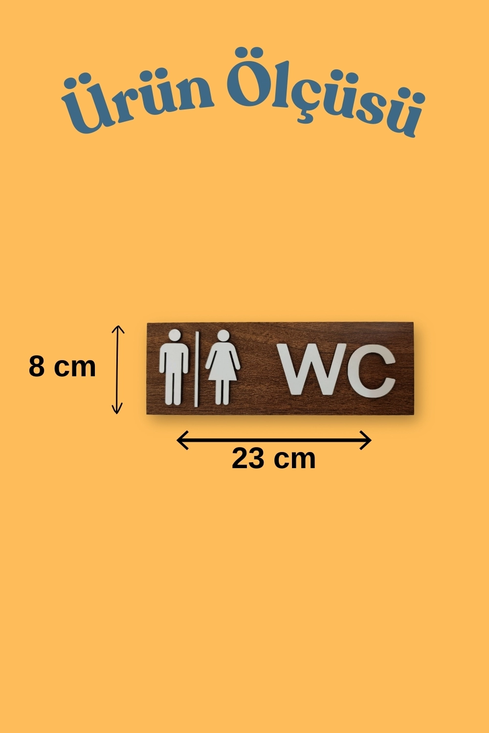 Dekoratif Ahşap 2D Kabartma Figürlü WC Tabelası - Ceviz