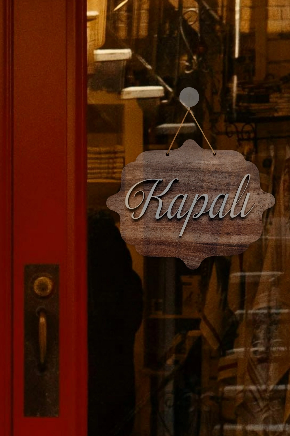 Ahşap Dekoratif Kesim Hattat Fontlu Açık-Kapalı Yazısı