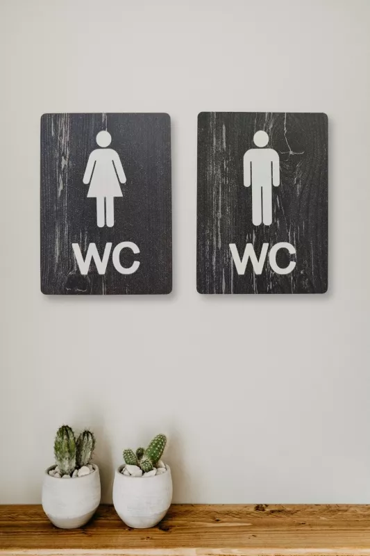 Kadın-Erkek WC Yönlendirme Levhası- İkili Set - Rebap Ahşap