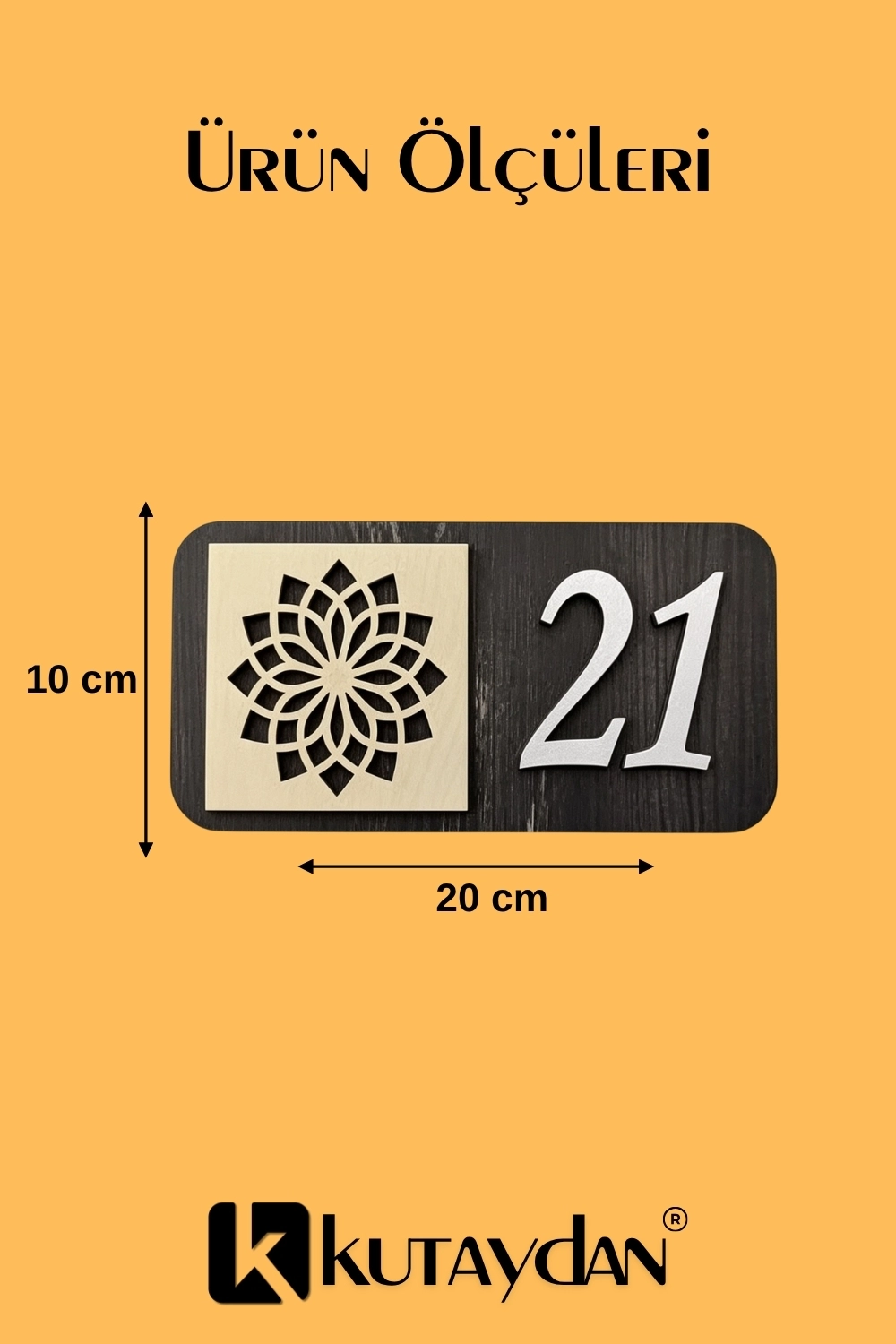Kişiye Özel 12’li Modern Ahşap Kapı Numarası Seti | 3 mm MDF Lazer Kesim - Tesbih Ahşap