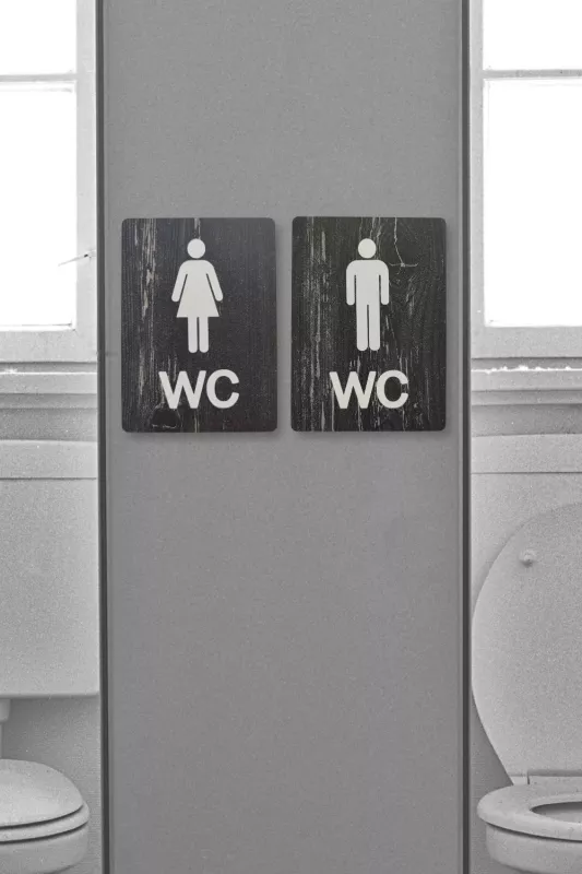 Kadın-Erkek WC Yönlendirme Levhası- İkili Set - Rebap Ahşap