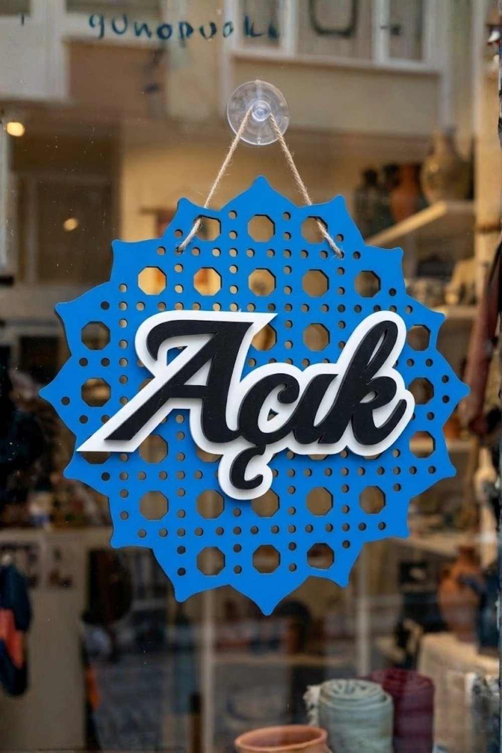 Hazeran Günebakan Desenli 5D Modern Açık/Kapalı Tabelası - Saks