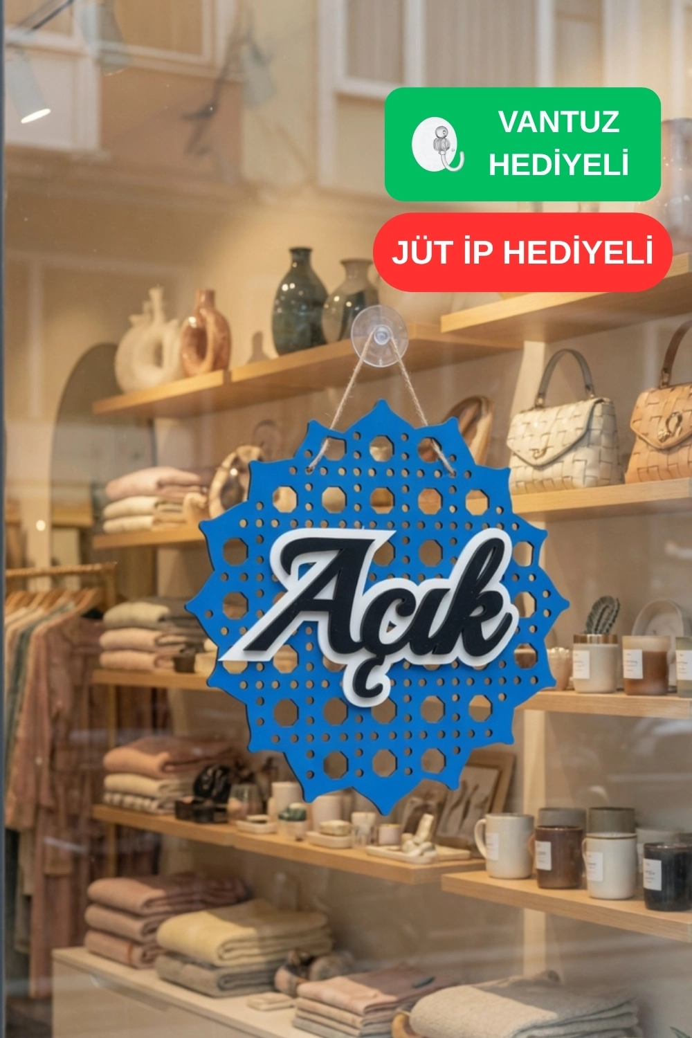 Hazeran Günebakan Desenli 5D Modern Açık/Kapalı Tabelası - Saks