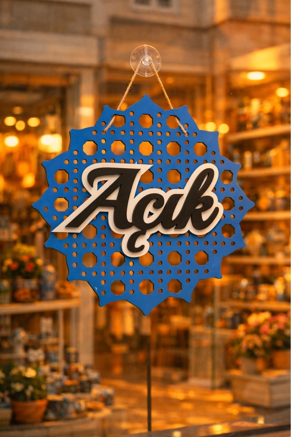 Hazeran Günebakan Desenli 5D Modern Açık/Kapalı Tabelası - Saks
