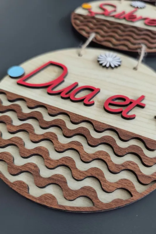 Sabret Şükret Dua Et 2D Mdf Lazer Kesim Akçaağaç Ceviz Kapı ve Duvar Süsü
