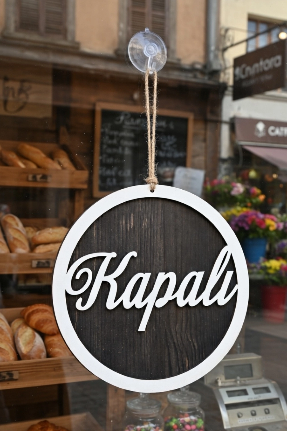 Üç Katlı El Yazılı Modern Açık/Kapalı Tabelası - Rebap Ahşap