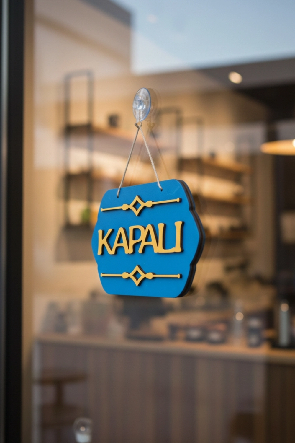 Turkuaz Ahşap Butik Açık/Kapalı Tabelası - Akrilik Boyalı Özel Tasarım