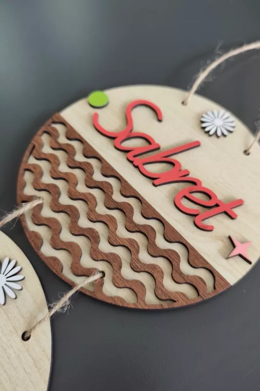 Sabret Şükret Dua Et 2D Mdf Lazer Kesim Akçaağaç Ceviz Kapı ve Duvar Süsü