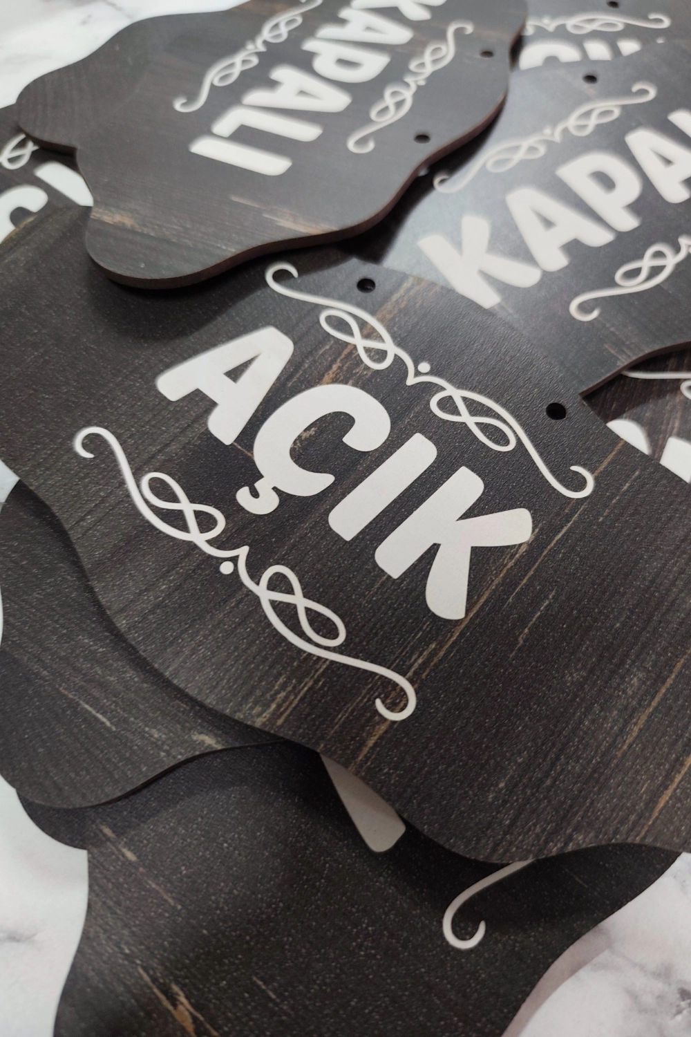 Dekoratif AÇIK-KAPALI Tabelası – Jüt İp ve Vantuz Hediyeli - Rebap