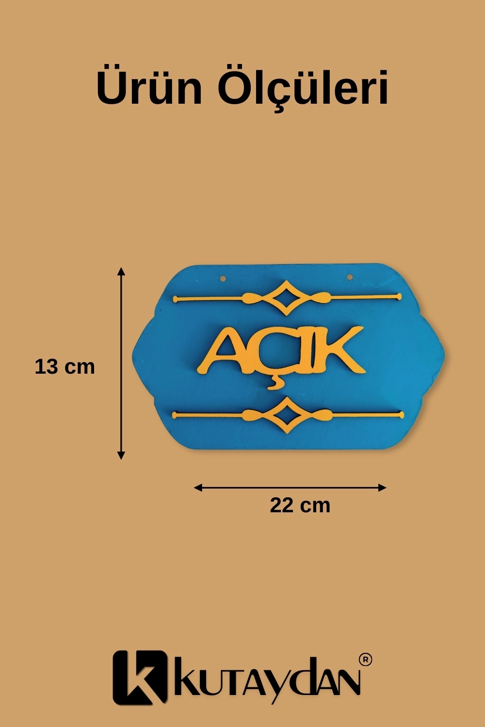 Turkuaz Ahşap Butik Açık/Kapalı Tabelası - Akrilik Boyalı Özel Tasarım