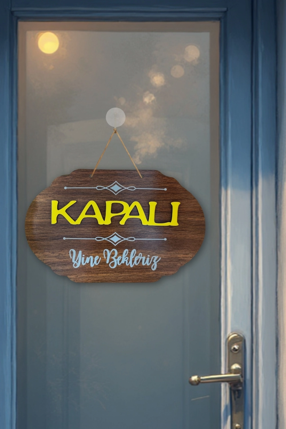 Dekoratif Ahşap Çift Taraflı 2D Açık-Kapalı Yazısı - Ceviz