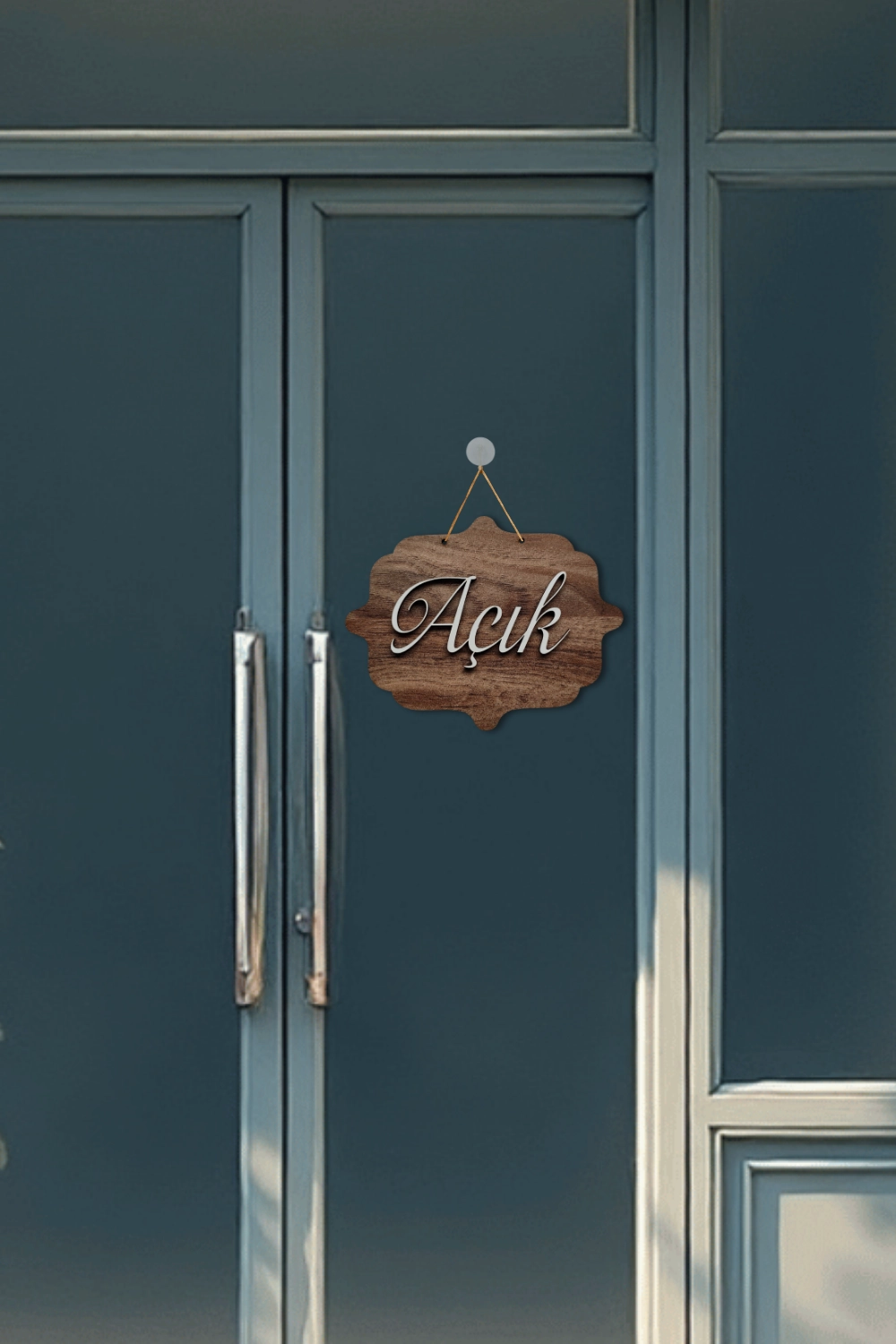 Ahşap Dekoratif Kesim Hattat Fontlu Açık-Kapalı Yazısı