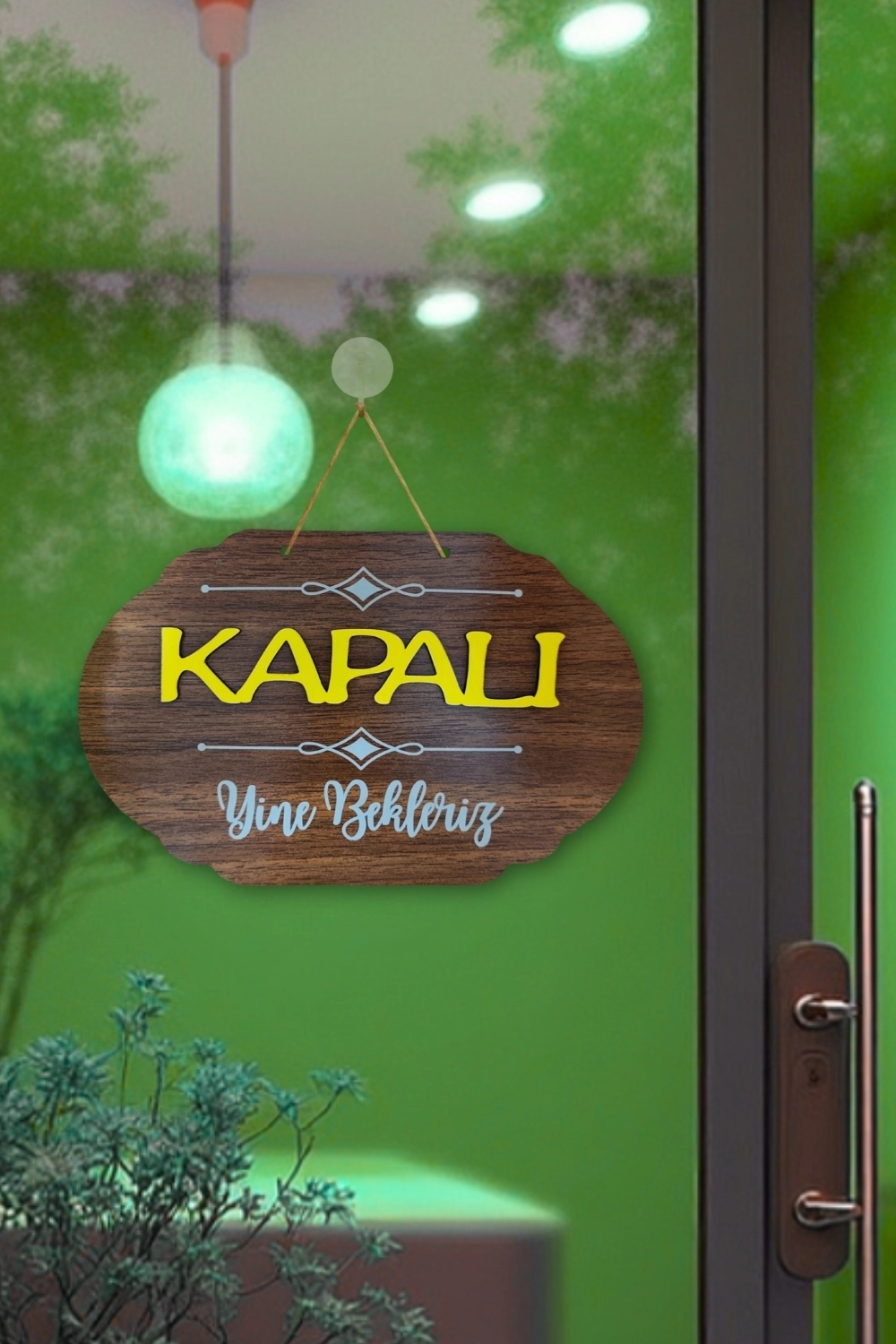 Dekoratif Ahşap Çift Taraflı 2D Açık-Kapalı Yazısı - Ceviz