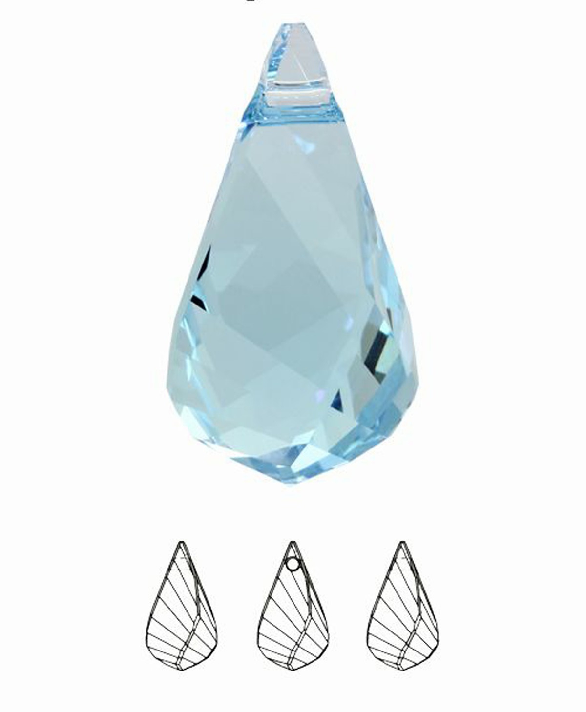 Swarovski® 6020 Aquamarine Helix Gümüş Kolye