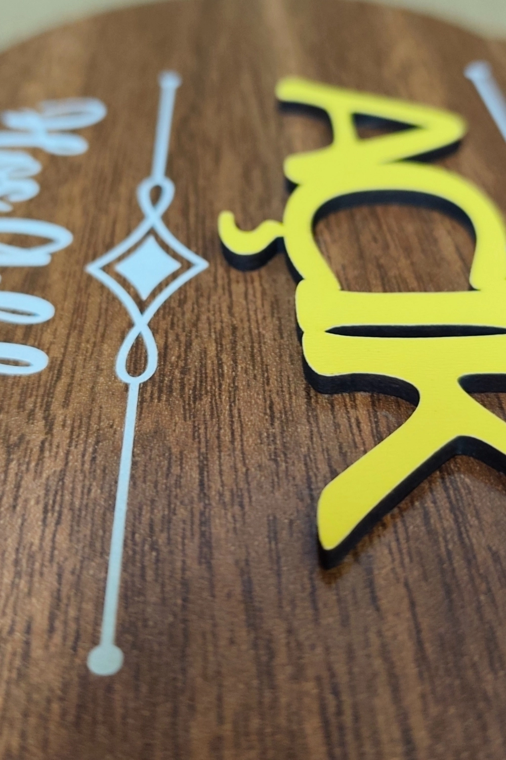 Dekoratif Ahşap Çift Taraflı 2D Açık-Kapalı Yazısı - Ceviz