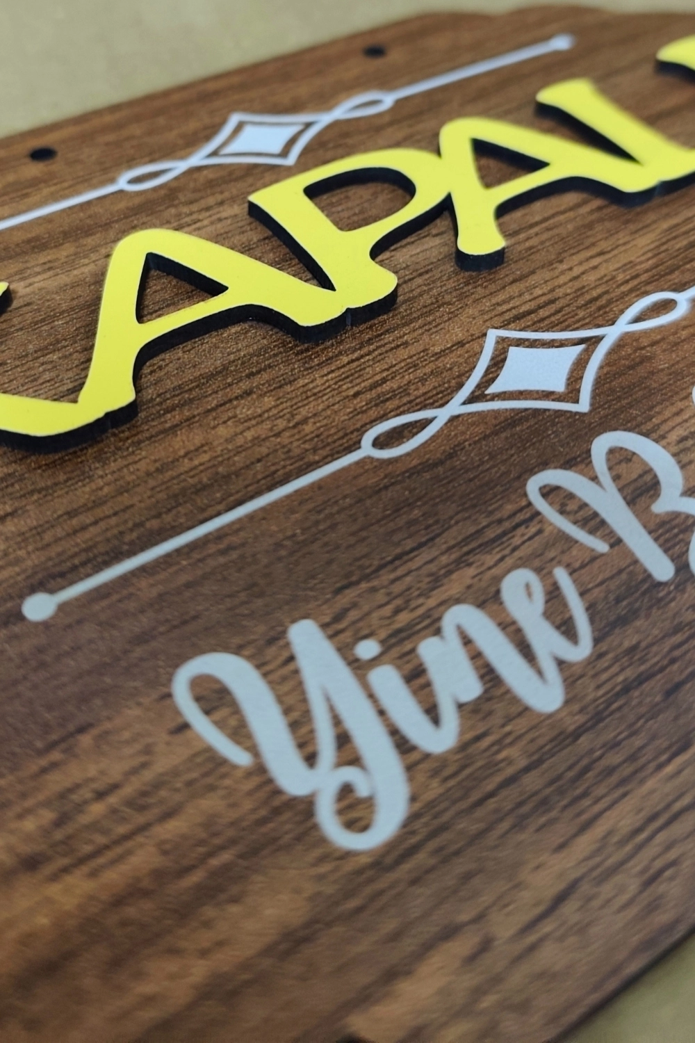 Dekoratif Ahşap Çift Taraflı 2D Açık-Kapalı Yazısı - Ceviz