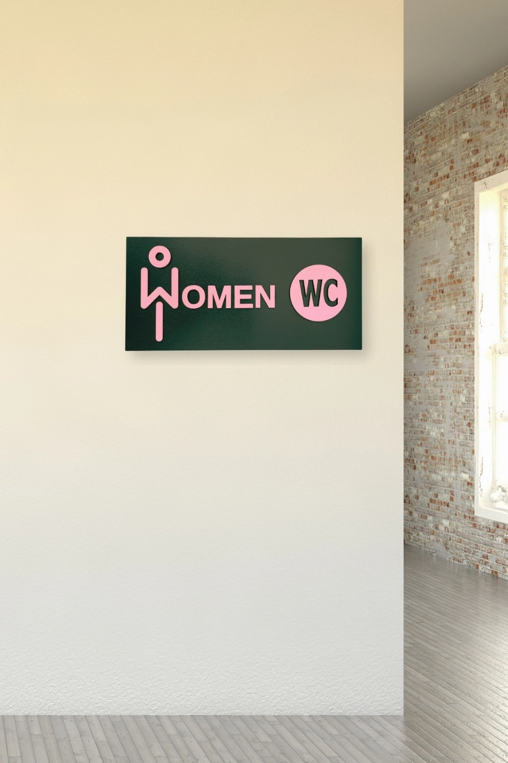 Dekoratif Ahşap 2D Kabartma Women Figürlü WC Tabelası - Pembe
