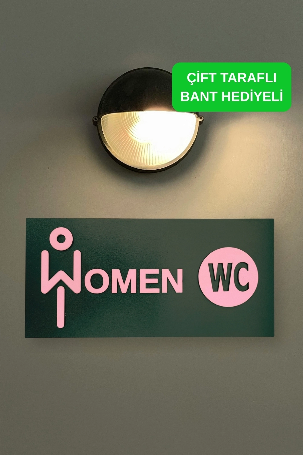 Dekoratif Ahşap 2D Kabartma Women Figürlü WC Tabelası - Pembe