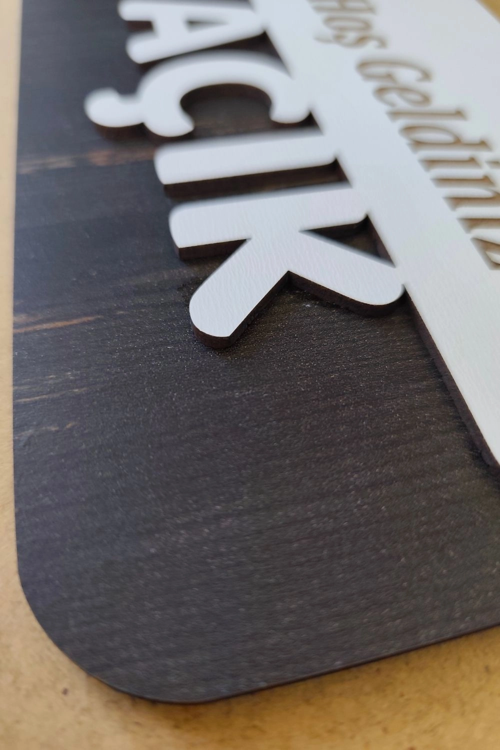 3 Katlı Modern Açık/Kapalı Tabelası - Beyaz/Rebap