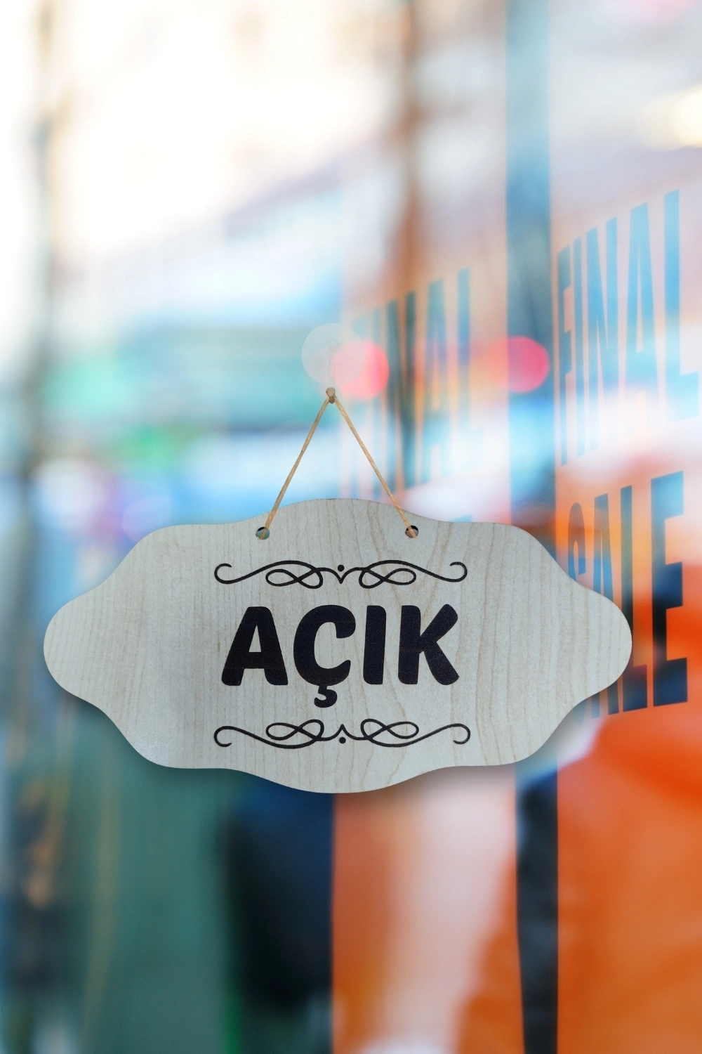 Dekoratif AÇIK-KAPALI Tabelası – Jüt İp ve Vantuz Hediyeli - Akçaağaç