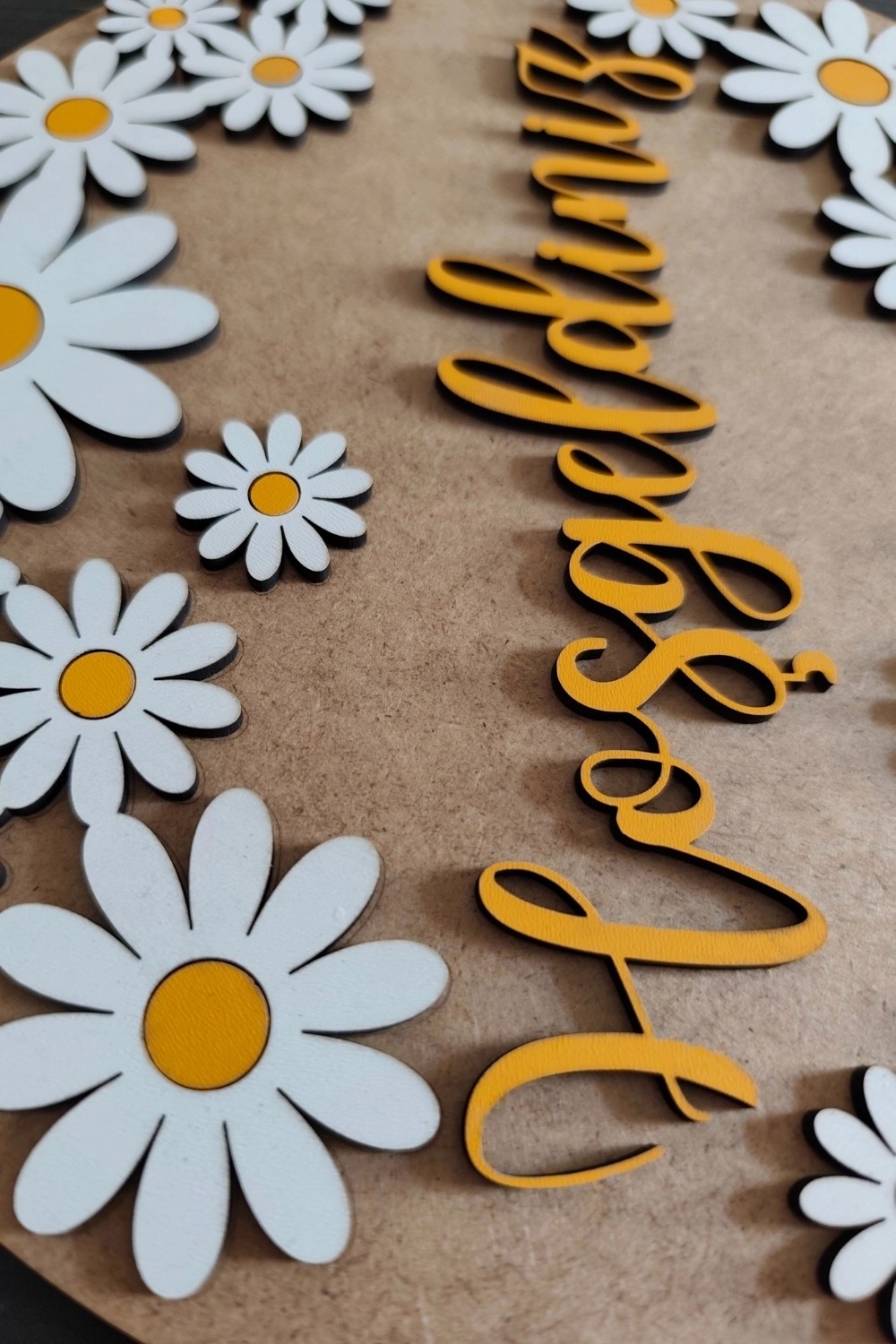 Dekoratif Haşgeldiniz Papatya Motifli Desenli Kapı ve Duvar Süsü