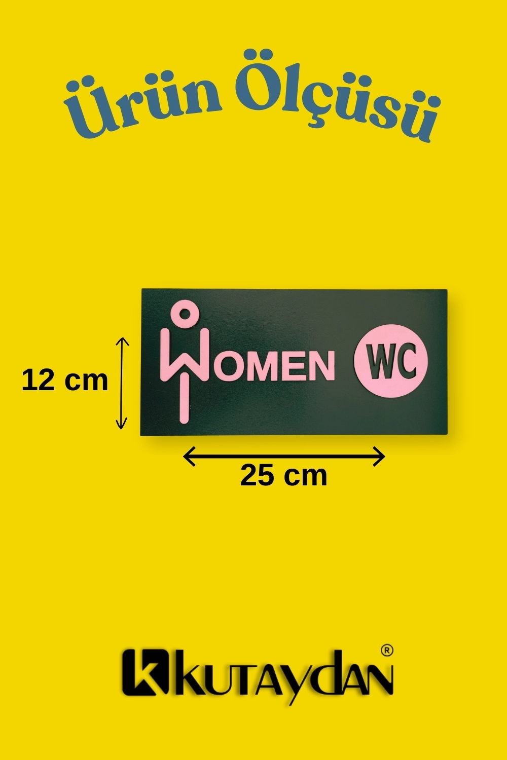 Dekoratif Ahşap 2D Kabartma Women Figürlü WC Tabelası - Pembe