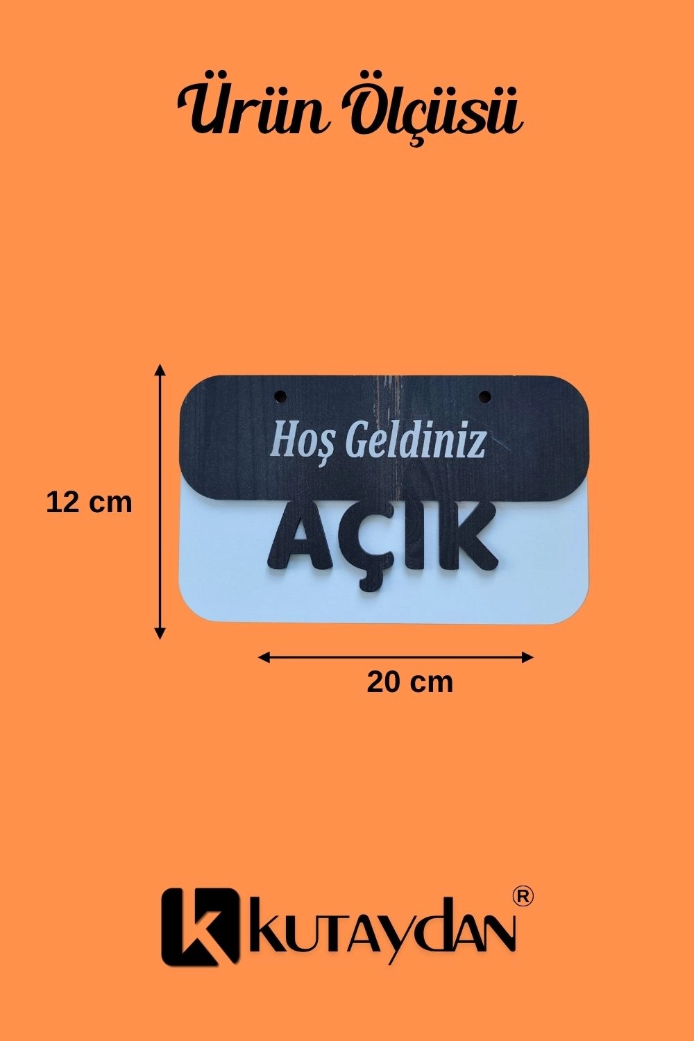 3 Katlı Modern Açık/Kapalı Tabelası  - Rebap Ahşap