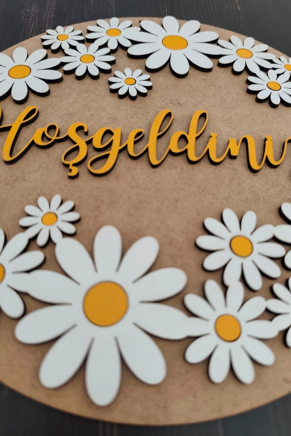 Dekoratif Haşgeldiniz Papatya Motifli Desenli Kapı ve Duvar Süsü