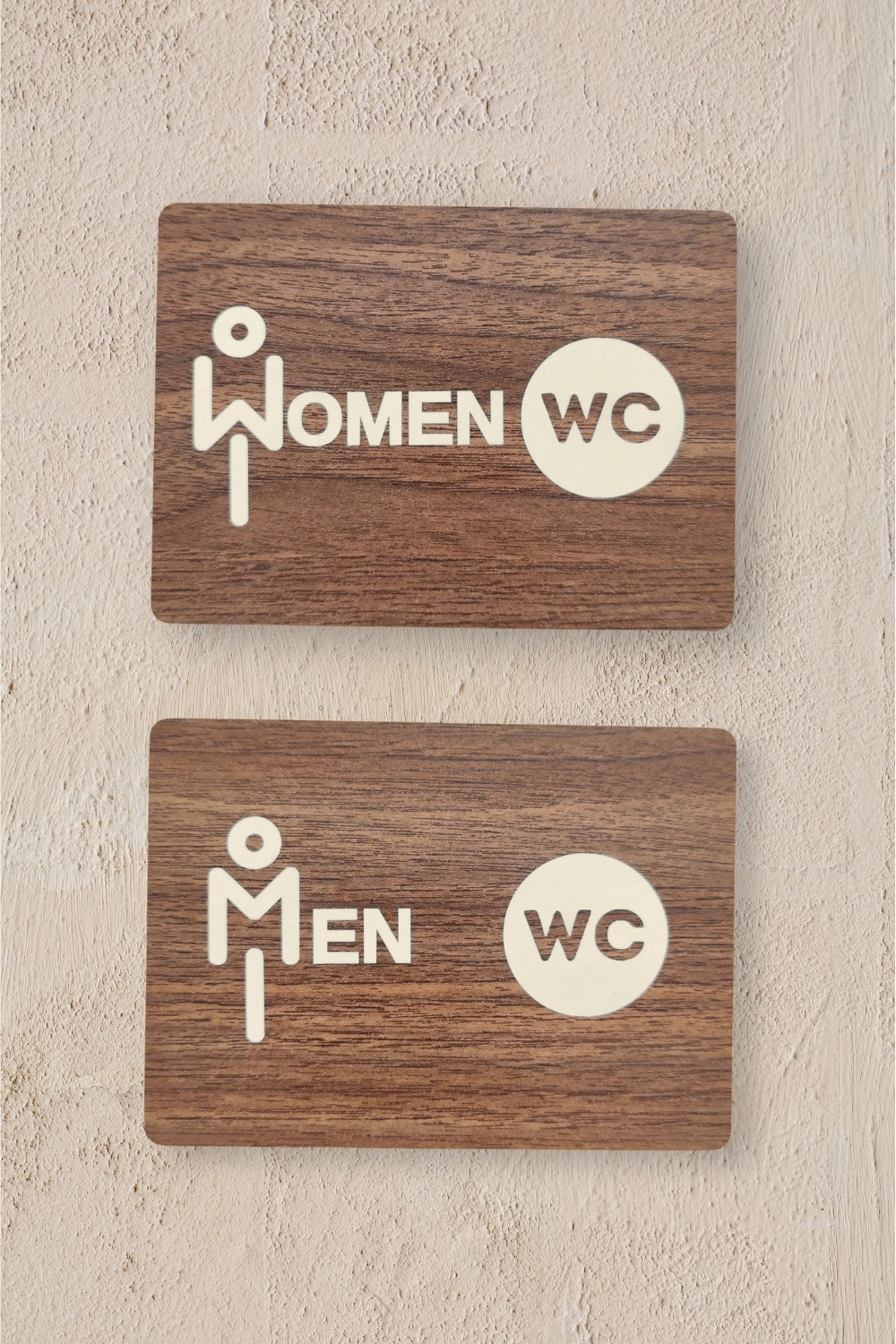 Women-Men WC Yönlendirme Levhası- İkili Set - Ceviz